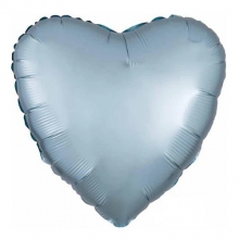 Heart Shape - Pastel Blue Satin Luxe - Foil Balloon - 18\" - with Helium Fill
