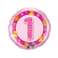 Pink Birthday - 1st - Foil Balloon - 18 - With Helium Fill