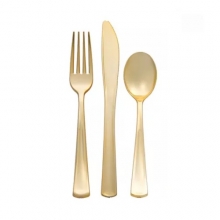 Cutlery Set - Assorted - Plastic - 32 Count - Foil - Gold