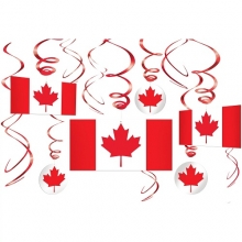 Canada Day - Hanging Swirls - 6 Count