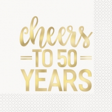 Cheers to 50 Years - Gold - Lunch Napkin - 16 Count