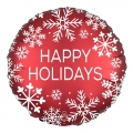 Happy Holidays - Snowflake - Red - 18 - Foil Balloon - With Helium Fill