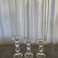 * NEW * - Candle Holder - Taper - Glass with Shade - Set Of 3