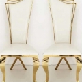 Chair - Highback - White and Gold - Pair