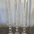 * NEW * - Candle Holder - Taper - Glass with Shade - Set Of 3